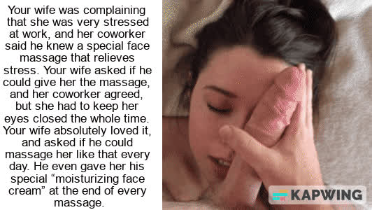 big dick caption cheating cuckold face smothering hotwife wife gif