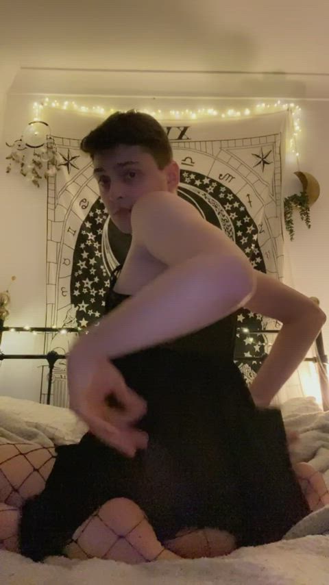 ass bottom femboy fishnet gay stockings gif