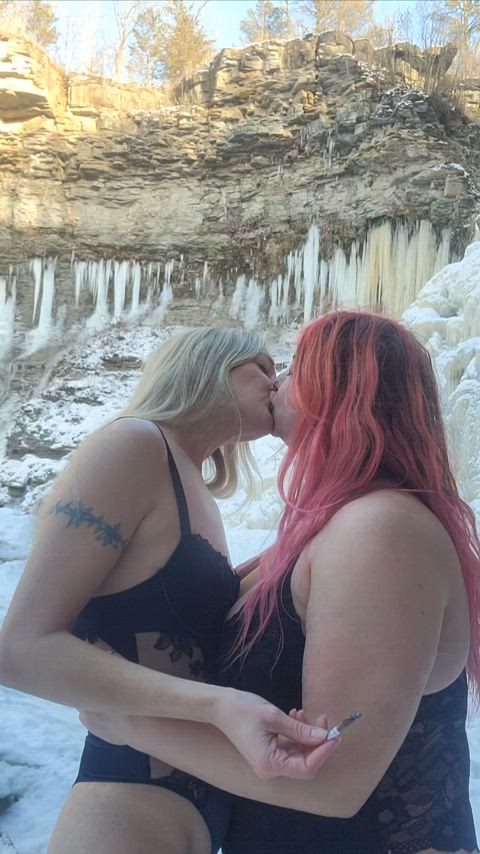 Hiked with this blonde, beauty and kissed her at our destination in the woods