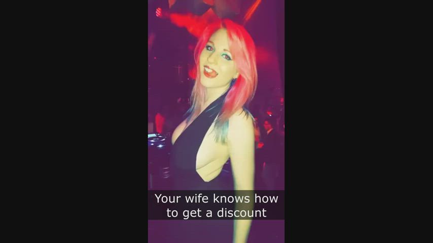 boobs caption club cuckold flashing hotwife nightclub public redhead gif