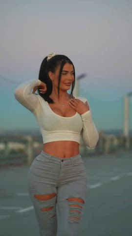 belly button big ass big tits clothed see through clothing tight gif