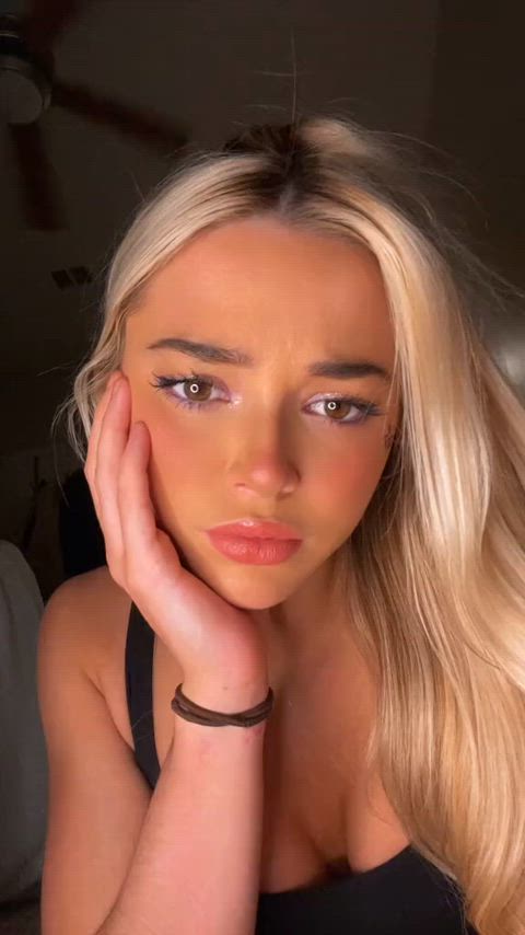 blonde cleavage gymnast gif