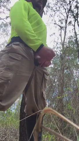 cumshot jerk off outdoor worker gif