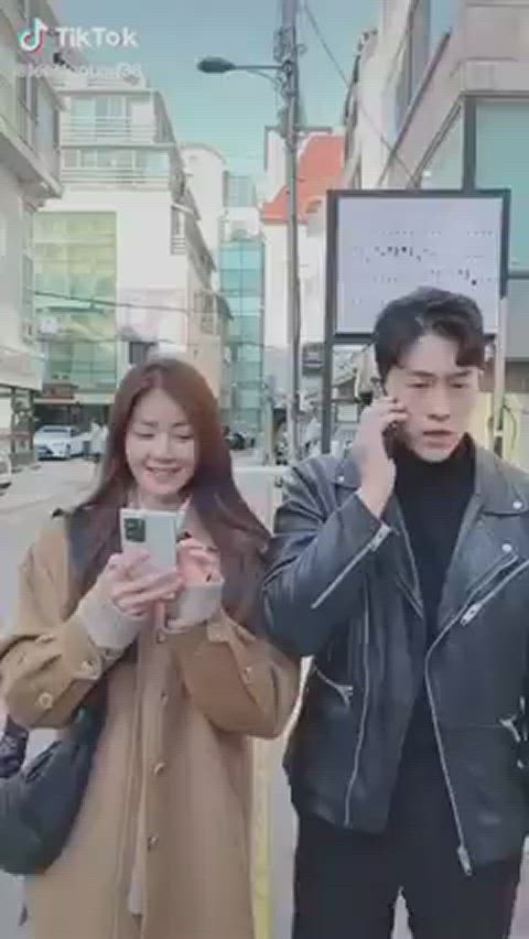 asian babe couple funny porn leather outdoor public skinny taiwanese tiktok gif
