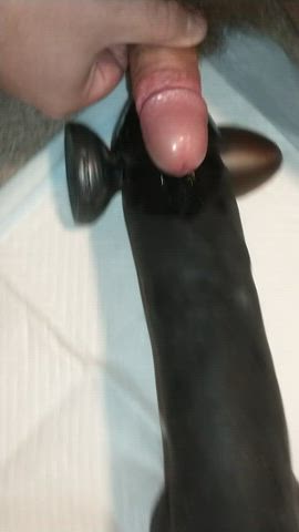 Rubbing on a big back dildo until I cum