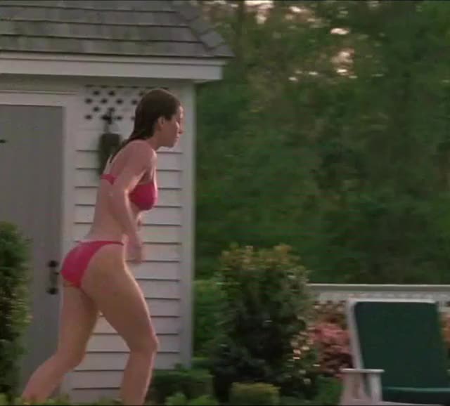 Jessica Biel diving into the pool