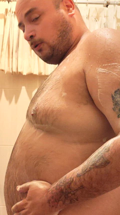 bear boobs chubby findom gay tease gif