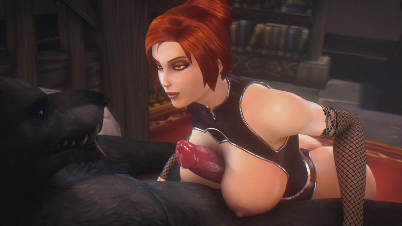 3D Animation Monster Cock Redhead gif
