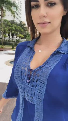 Brazilian Brunette Dani Tease Tits gif