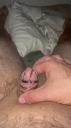 Cumming in my new cage 🥰