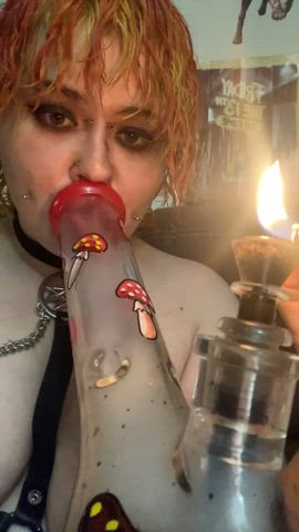 Taking a cheeky toke before bed <3