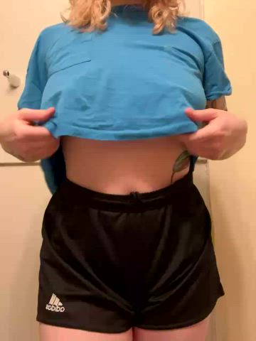 snuck to the bathroom to bounce my boobs for you
