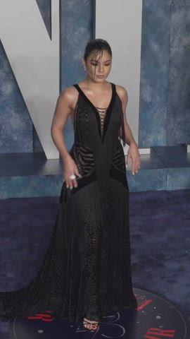 actress brunette celebrity cleavage natural tits nipple see through clothing sideboob