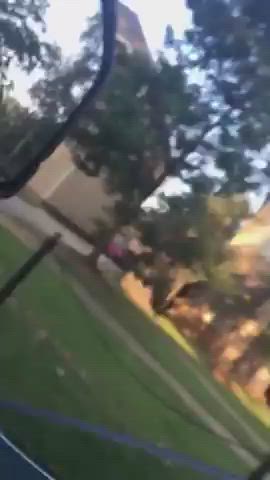 Waiting for her boyfriend to get home from work naked ... but someone else spotted