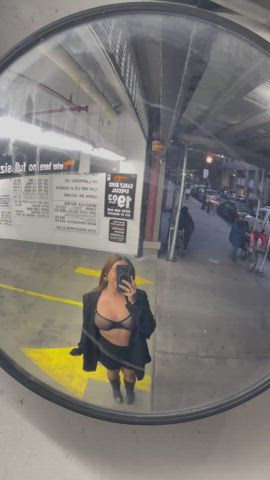 Dared to take a selfie in this bubble mirror with my tits out [F]