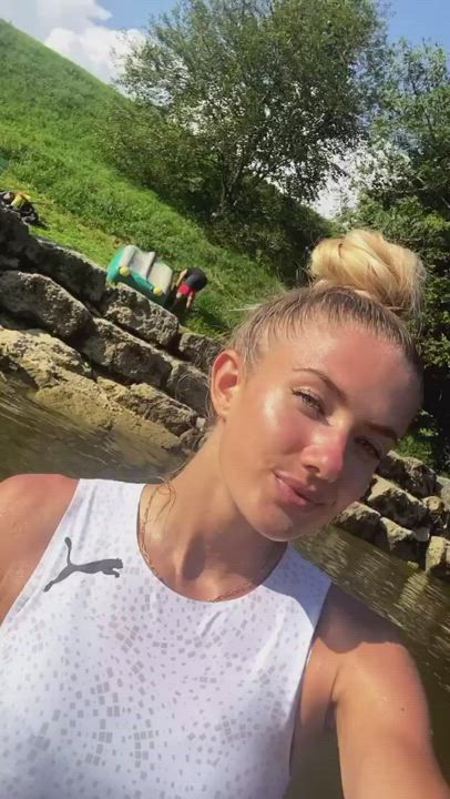 Blonde Outdoor Workout gif