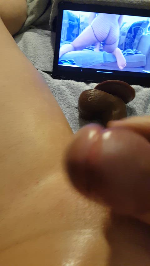 bbc beta cuckold cumshot humiliation interracial jerk off masturbating nsfw pov gif