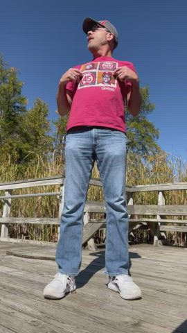 amateur big dick daddy gay male masturbation masturbating outdoor strip gif