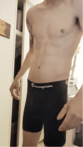 amateur balls cock male masturbation masturbating nude underwear undressing gif