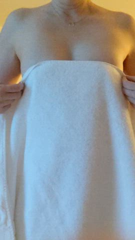 Playing with my erect nipples after my shower