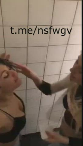 bathroom big tits girls kissing lesbian lesbians nipples pussy licking strip sucking