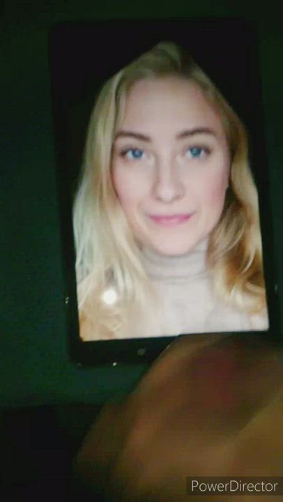 Beauty blonde with blue eyes cum tribute