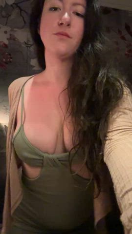 bathroom big tits brunette cute flashing nsfw onlyfans pawg public tits gif
