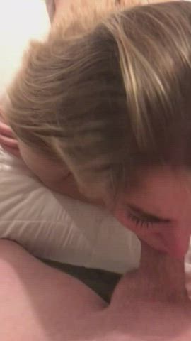 BWC Blonde Blowjob College Deepthroat Face Fuck Real Couple Teen gif