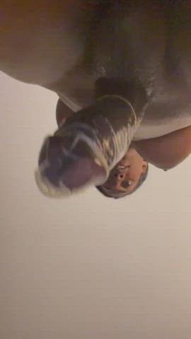 Bouncing Brandy Robbins Close Up Cock Condom Ebony Teasing Trans gif
