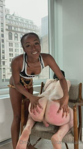 Femdom Interracial Strap On gif