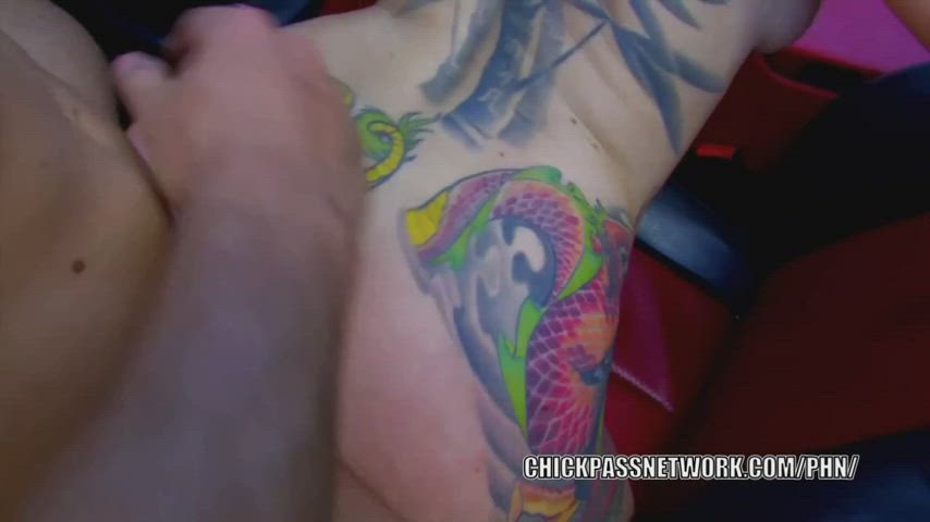 Babe Blonde Doggystyle French Hardcore Rough Tattoo gif