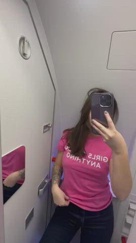 airplane flashing perky public tease gif