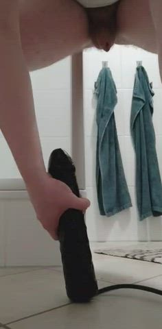 Cumming on my biggest dildo
