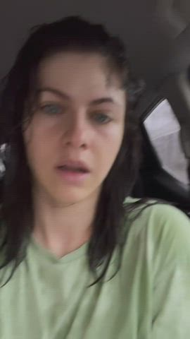 Alex caught in the rain