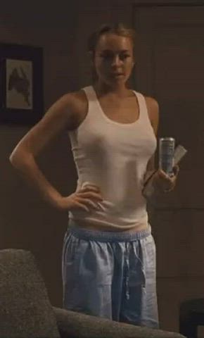 braless celebrity lindsay lohan gif