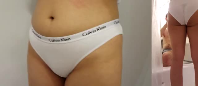 Yellow pee in white panties