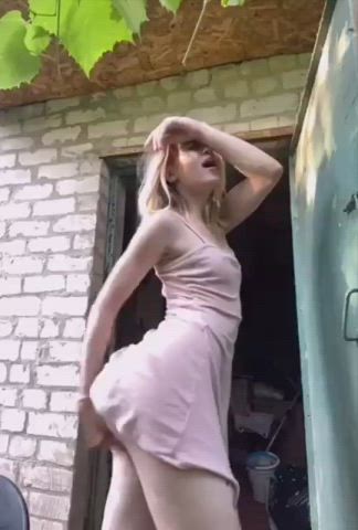blonde masturbating outdoor gif