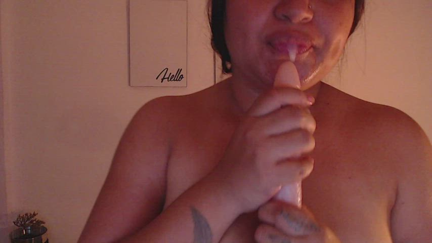 blowjob chubby dildo latina milf mom natural tits tits tongue fetish gif