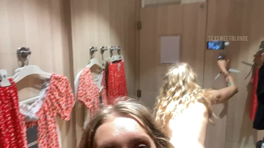 I glued a dildo to the mirror in the dressing room and fuck completely naked