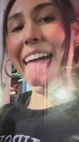 cum cum in mouth cumshot latina long tongue tongue fetish tribute gif