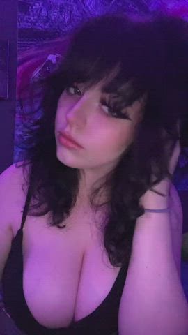 big tits boobs cleavage goth huge tits pale teen tiktok tits gif