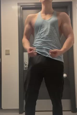 If I see you staring at my big bulge can I follow you to the gym toilet?