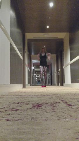 Walking around casino hotel dressed like a sissy whore. How much more humiliating