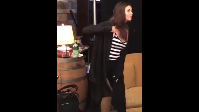 Victoria Justice - Striped Top Bounce