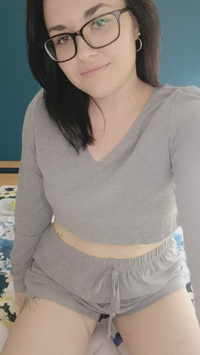 Australian Brunette Cute Glasses MILF Tattoo Tease gif
