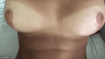 big tits creamy shaved pussy tanlines gif