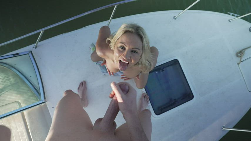 POV Blonde Cumshot Facial Porn GIF by high2411