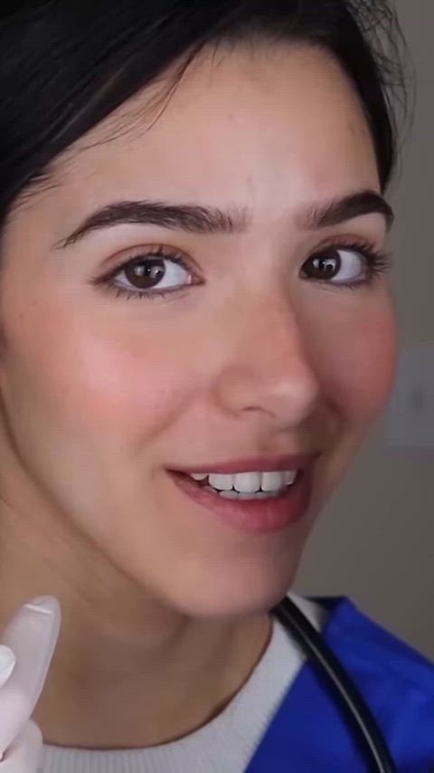 asmr ahegao bimbo brunette nurse tongue fetish gif