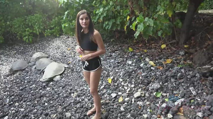 Emily Willis takes a quick pee break in public