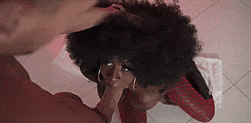 Afro Blowjob Ebony Fishnet gif